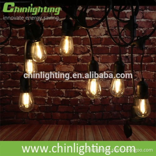 30V DC Waterproof outdoor string lights, 33 feet with 10 S14 CEdison light bulbs, IP 65 UL listed